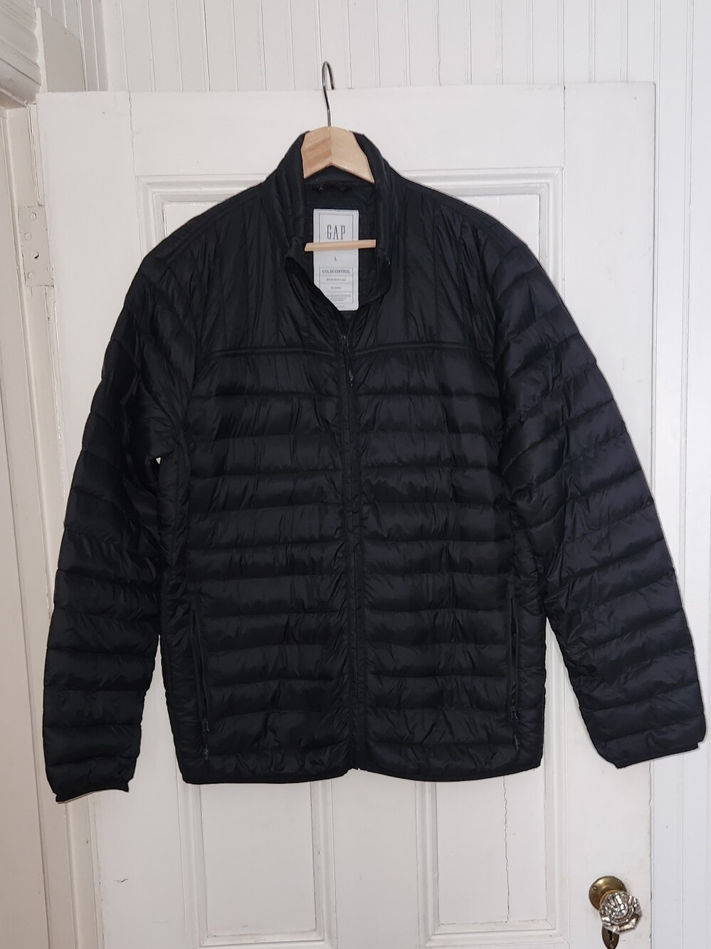 GAP Mens ColdControl Packable Puffer Jacket Black Water Repellent Large